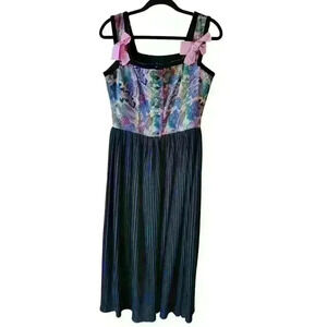 Sportalm Austrian Kitzbühel Floral Tapestry Button Bodice Pleated Skirt Dress 8.